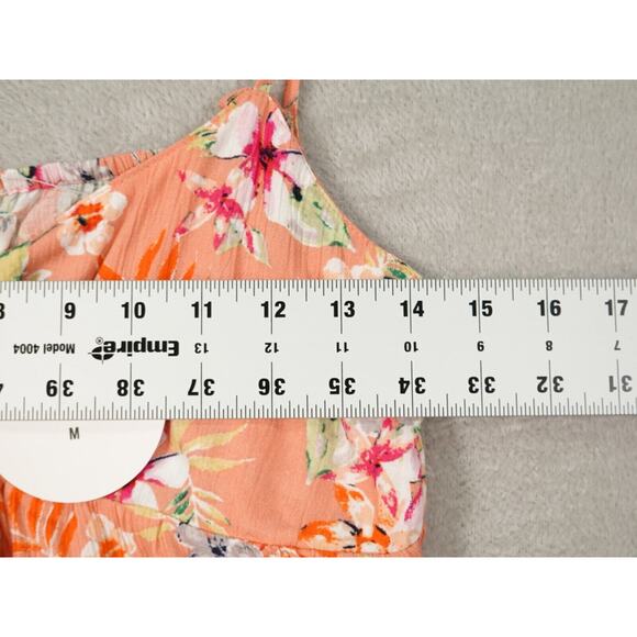 Pink Rose Womens Orange Crop Top Sleeveless Floral Tie Knot Smocked Size M - Picture 3 of 10